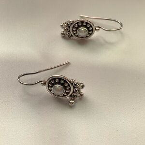 Vintage Doug Paulus Sterling & Pearl Dangle ChaCha French Wire Earrings